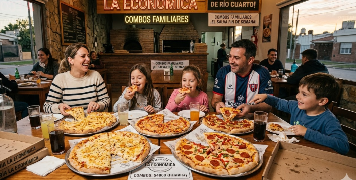 Combos familiares que salvan el fin de semana: Descubrimos la pizzería más rica y económica de Río Cuarto.