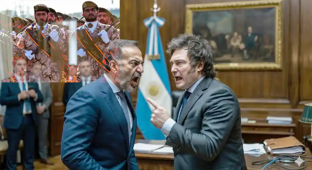Un montaje sutil: un mapamundi donde una línea roja une a Teherán con un punto brillante en el sur de Córdoba.