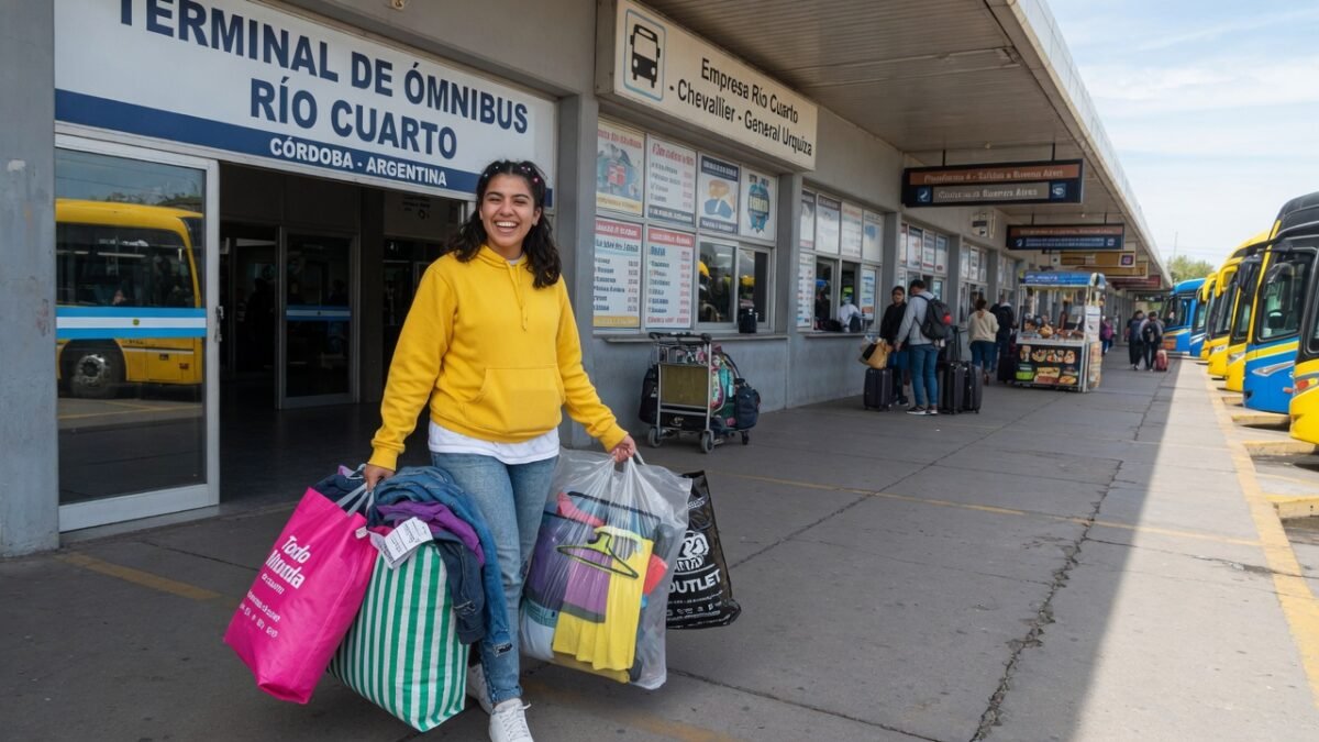 Emprendedor riocuartense llegando con mercadería nueva de Córdoba.