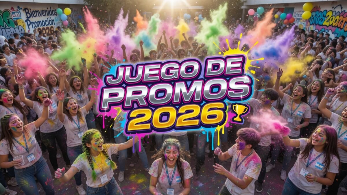Estudiantes de Río Cuarto celebrando el lanzamiento oficial de la competencia Juego de Promos 2026.
