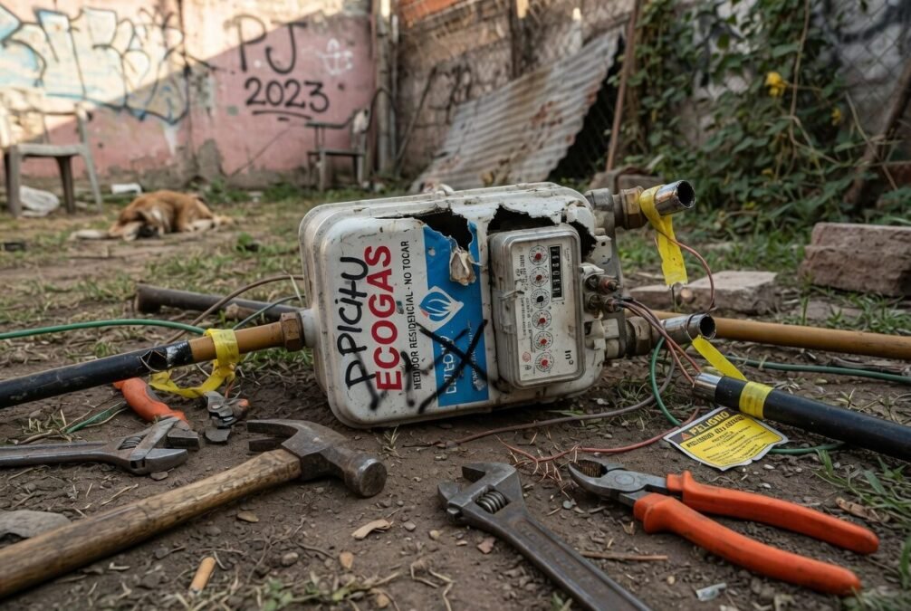 Grupo de vecinos de Iannacone y Garibaldi compartiendo evidencia para Telediario en Río Cuarto