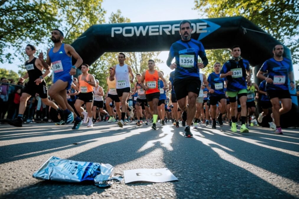 Corredores riocuartenses largando desde Centro 11 hacia la Costanera Sur en la Maratón Deportes Río Cuarto